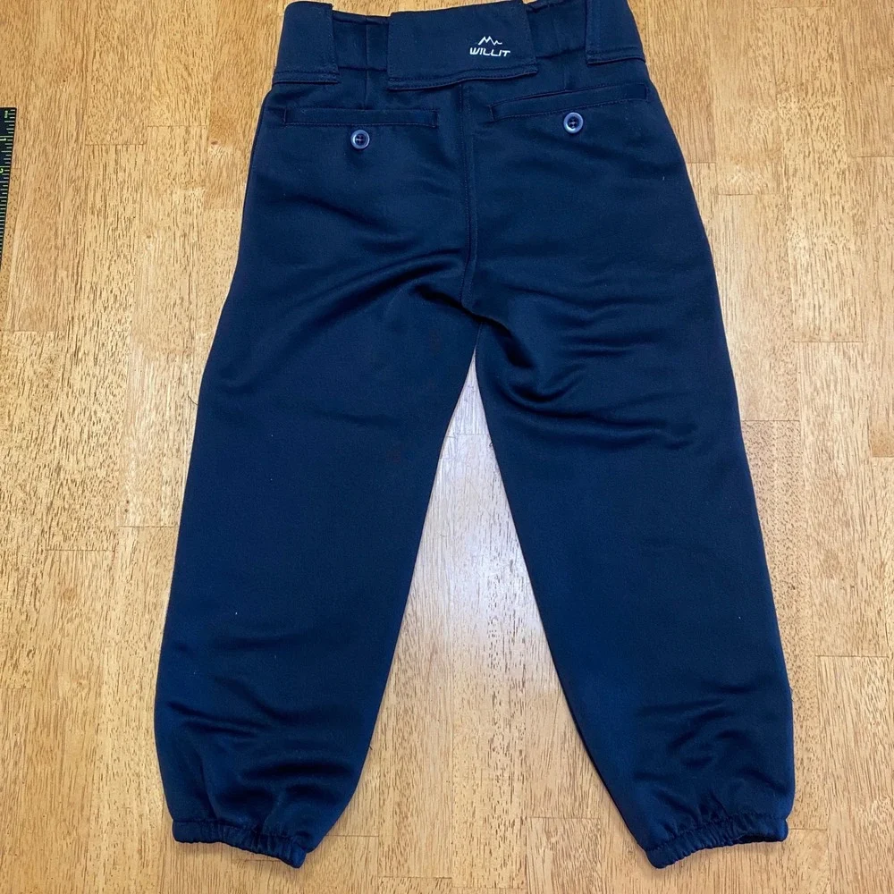 Willit Baseball Pants Kids‎ Size S Black Elastic Hem Padded Knees